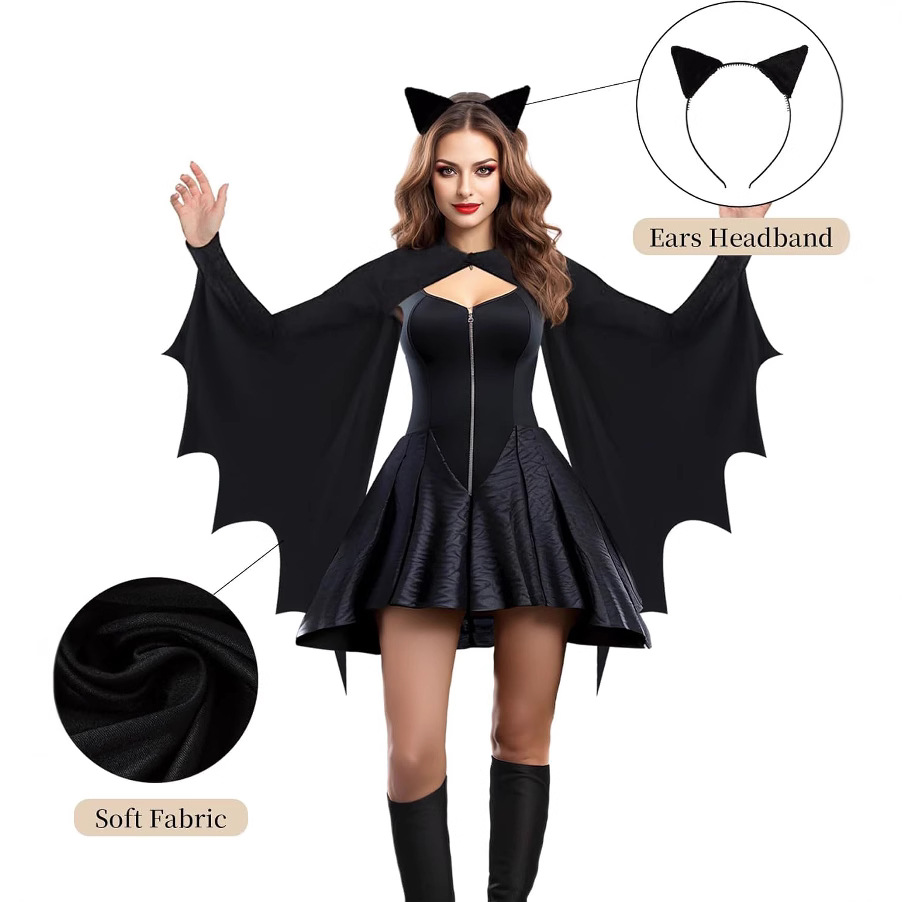 Cosplay Bat Prop - زي هالوين للبالغين من الجنسين، زي