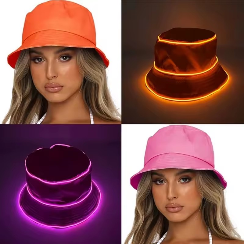 قبعة صيد مضيئة بلون واحد مع إض - مراجعة Led El Wire وسعره