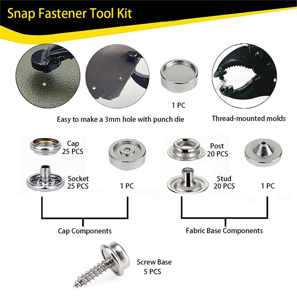 طقم أدوات تثبيت الأزرار القوية - مراجعة Snap Plier Setter وسعره